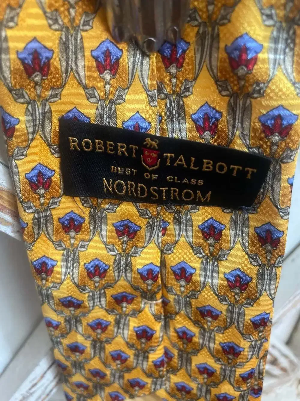Robert Talbott Best of Class Nordstrom Yellow Floral Medallion Silk Tie